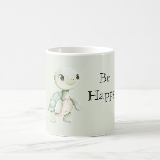 かわいい+幸せな+カメ コーヒーマグカップ (中央)