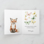 かわいい 幸せな キツネ あなたのことを想う 蝶々 愛 カード (内部)