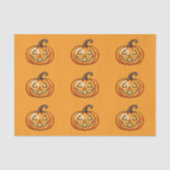 かわいい+幸せな+キャラクターのパンプキン+ハロウィンパターン 薄葉紙 (正面)