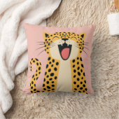 かわいい 幸せな 笑顔の 野生の ヒョウ カートゥーン  クッション (ブランケット)