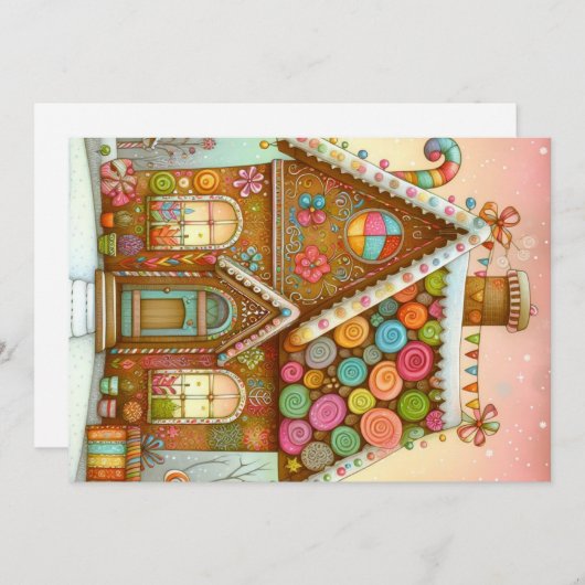 かわいい、幻想的なジンジャーブレッドハウス シーズンカード (正面/裏面)