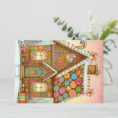 かわいい、幻想的なジンジャーブレッドハウス シーズンカード (スタンド正面)