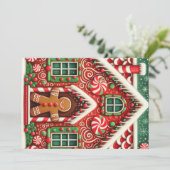 かわいい、幻想的なジンジャーブレッドマンと家 シーズンカード (スタンド正面)