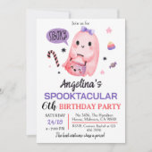 かわいい＆怖いおばけのキャンディー６歳の誕生日ハロウィン 招待状 (正面)