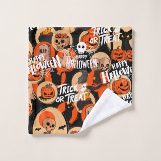 かわいい&怖いハロウィーンの不気味な雰囲気 ウォッシュタオル