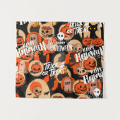  かわいい&怖いハロウィーンの不気味な雰囲気 タペストリー (正面(横))