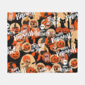 かわいい&怖いハロウィーンの不気味な雰囲気 フリースブランケット (正面(横))