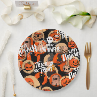 かわいい&怖いハロウィーンの不気味な雰囲気 ペーパープレート