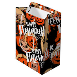 かわいい&怖いハロウィーンの不気味な雰囲気 ミディアムペーパーバッグ