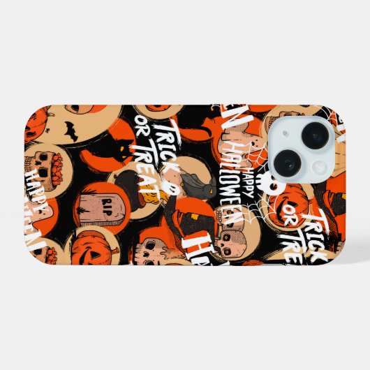  かわいい&怖いハロウィーンの不気味な雰囲気 iPhone 15ケース (裏面横)