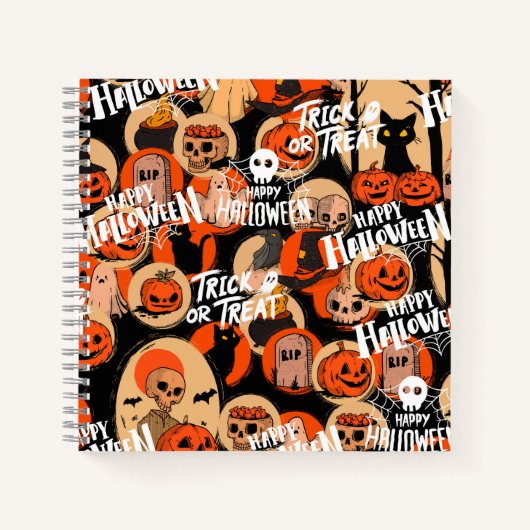 かわいい＆怖い ハロウィン スプーキーヴィブス ノートブック (正面)