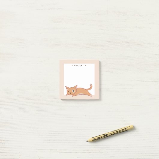かわいい 怠けネコ オレンジ ネコ キャラクター ポストイット (デスク上)