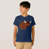 かわいい 恥ずかしがり屋のキャラクター 牛 子供Tシャツ Tシャツ (正面フル)