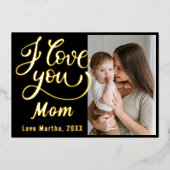 かわいい 愛してるよ お母さん 母の日の写真 箔シーズンカード (正面)