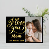 かわいい 愛してるよ お母さん 母の日の写真 箔シーズンカード (立ち正面)
