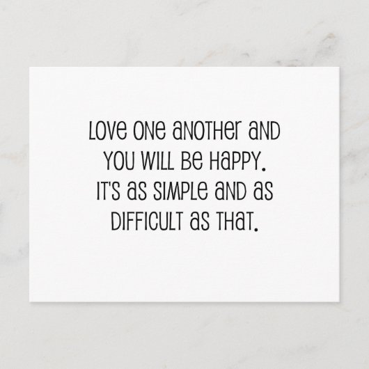 かわいい「愛し合う」結婚の引用文 ポストカード (正面)