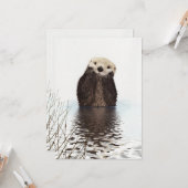 かわいい+愛らしい+ふわふわのカワウソ カード (正面/裏面インサイチュ)