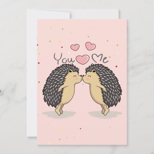 かわいい 愛らしい ハリネズミのキス カード (正面)
