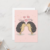 かわいい 愛らしい ハリネズミのキス カード (正面/裏面インサイチュ)
