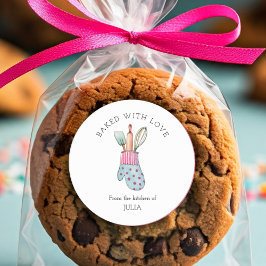 かわいい「愛を込めて焼きました」クラシック丸型ステッカー ラウンドシール