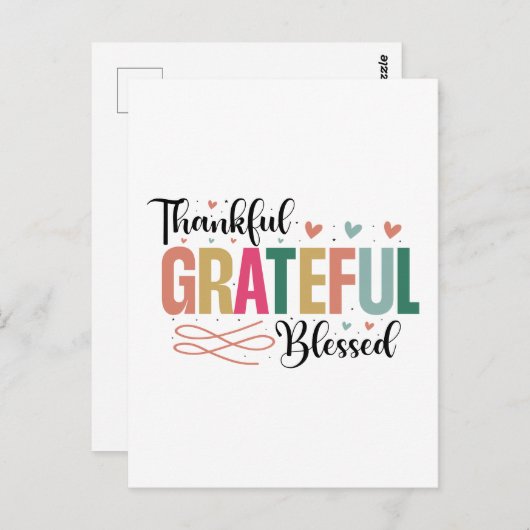 かわいい 感謝 ありがとう 幸せな 言葉 アート ポストカード (正面/裏面)