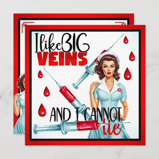 かわいい 懐かしい 看護師さん 太い血管が好きです シーズンカード (正面/裏面)