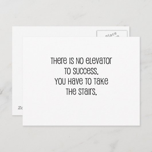 かわいい「成功へのエレベーターなし」引用文 ポストカード (正面/裏面)