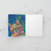 かわいい、抽象芸術カラフルの猫グリーティングカード カード (内部)