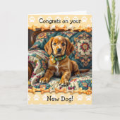 かわいい!新しいアイリッシュセッターの犬おめでとう カード (正面)