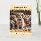 かわいい！新しいゴールデンレトリバーの犬おめでとう カード (正面)