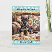 かわいい！新しいドイツシェパード犬おめでとう カード (正面)