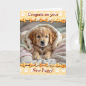 かわいい！新しい子犬おめでとう カード (正面)