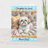 かわいい！新しい犬おめでとう カード (正面)