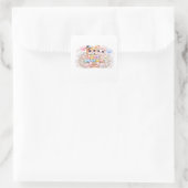 かわいい+新婚+カップル+動物+パステル+ピンバッジ スクエアシール (バッグ)