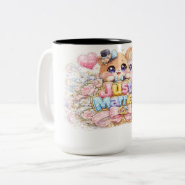 かわいい+新婚+カップル+動物+パステル+ピンバッジ ツートーンマグカップ