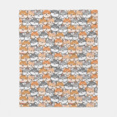 かわいい 日本の柴犬 犬の漫画 落書き フリースブランケット (正面)