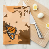 かわいい（昆虫）オオカバマダラ、モナーク蝶オレンジ キッチンタオル (四つ折り)