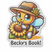 かわいい(昆虫)マルハナバチが帽子をかぶる シール (正面)