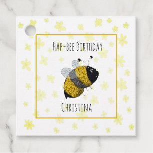 かわいい(昆虫)マルハナバチイエローとブラック HapBee誕生日 フェイバータグ