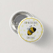 かわいい（昆虫）マルハナバチイエローとブラック | HapBee誕生日 缶バッジ (正面&裏面)