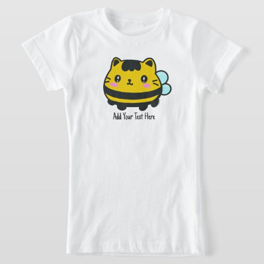 かわいい(昆虫)マルハナバチキャットパーソナライズされた文字 Tシャツ (レイダウン)