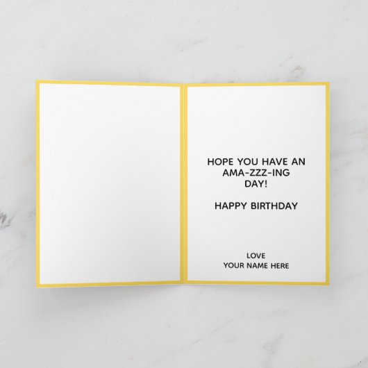 かわいい(昆虫)マルハナバチビードーターハッピーバースデー サンキューカード (内部)