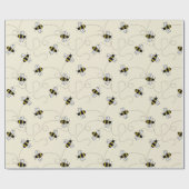 かわいい(昆虫)マルハナバチ漫画キラービーパターン ラッピングペーパー (フラット)