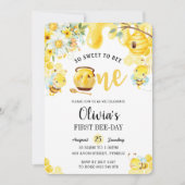 かわいい(昆虫)マルハナバチ1歳の誕生日 招待状 (正面)