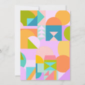 かわいい 明るい カラフルな 幾何学的な形のベビーシャワー 招待状 (裏面)