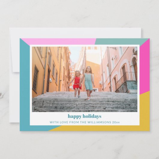 かわいい 明るい カラフル 幾何学 ユニーク 2 枚の写真 シーズンカード (正面)