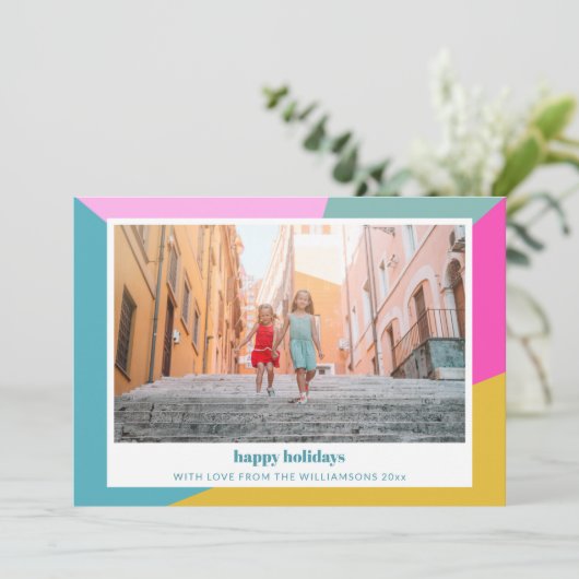 かわいい 明るい カラフル 幾何学 ユニーク 2 枚の写真 シーズンカード (スタンド正面)