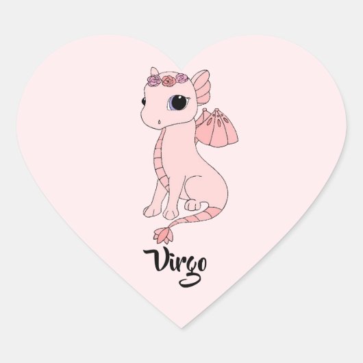 かわいい《星座》乙女座ドラゴンデザイン〔占星術の〕十二宮図シール ハートシール (正面)