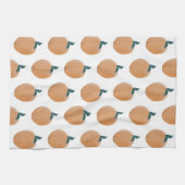 かわいい 桃 オレンジ フルーツ 手描き キッチンタオル (横)