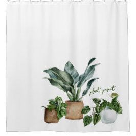 かわいい「植物親」植物植物デザイン シャワーカーテン